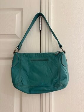 Fossil Teal Leather Shoulder Bag